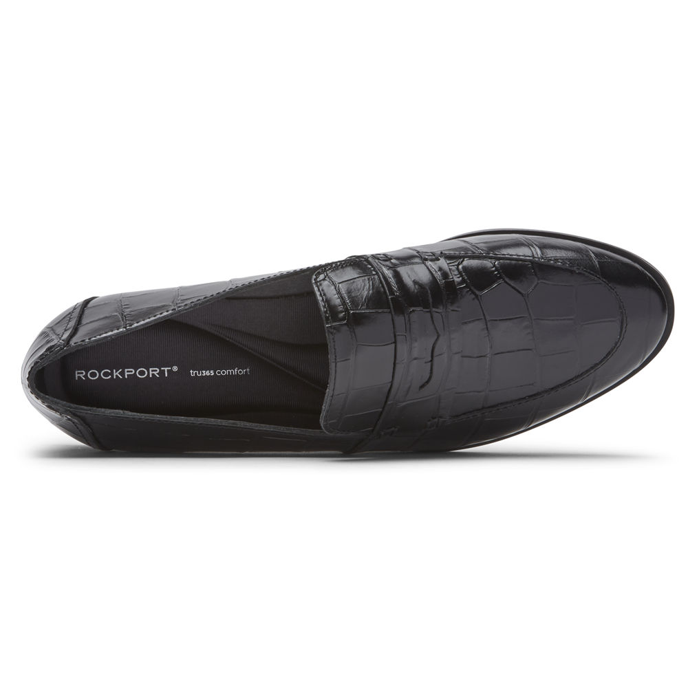 Rockport Loafers For Womens Black - Perpetua Penny - RW3982756